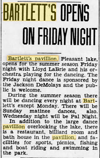Bartletts Pavillion - 1946 Article On Season Opening